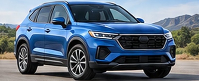 A blue compact SUV on a sunny lot