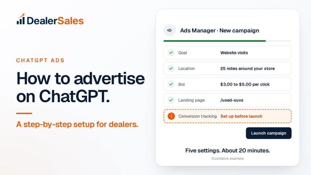 How to advertise on ChatGPT. A step-by-step setup for dealers.