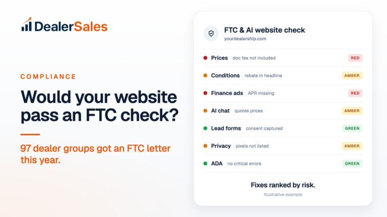 Would your website pass an FTC check? 97 dealer groups got an FTC letter this year.